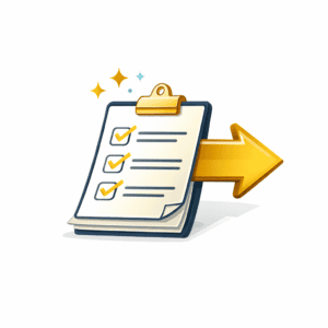 Clear and simple tax process icon with document and checklist